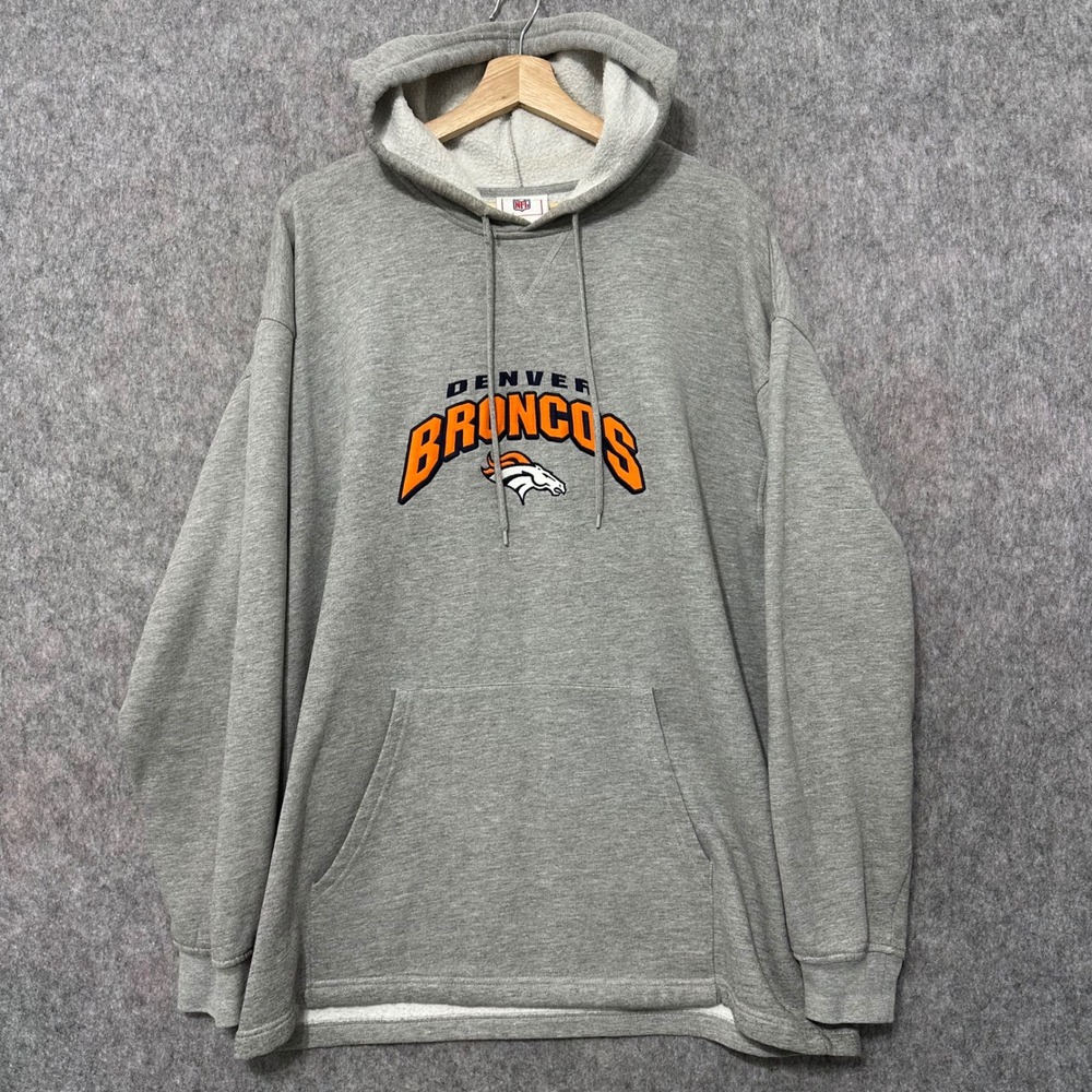 NFL Denver Broncos VF Imagewear Heather Gray Hoodie Mens XL Fleece Pullover